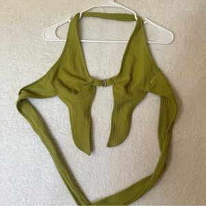 SHEIN Green Halter Tie Front Top Y2K Style